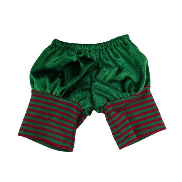 Build-A-Bear Clothes Elf Outfit Jacket Pants Green Red Velour Faux Fur Trim BABW - Picture 5 of 6